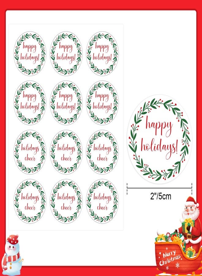 جيجاكرافت ملصقات jijAcraft للعطلات السعيدة - 120 قطعة من ملصقات هدايا عيد الميلاد، وأختام مغلفات عيد الميلاد على شكل إكليل دائري مقاس 2 بوصة، وبطاقات هدايا شتوية لتوزيعات حفلات عيد الميلاد، والأعمال اليدوية، وأكياس الحلوى - Image 2